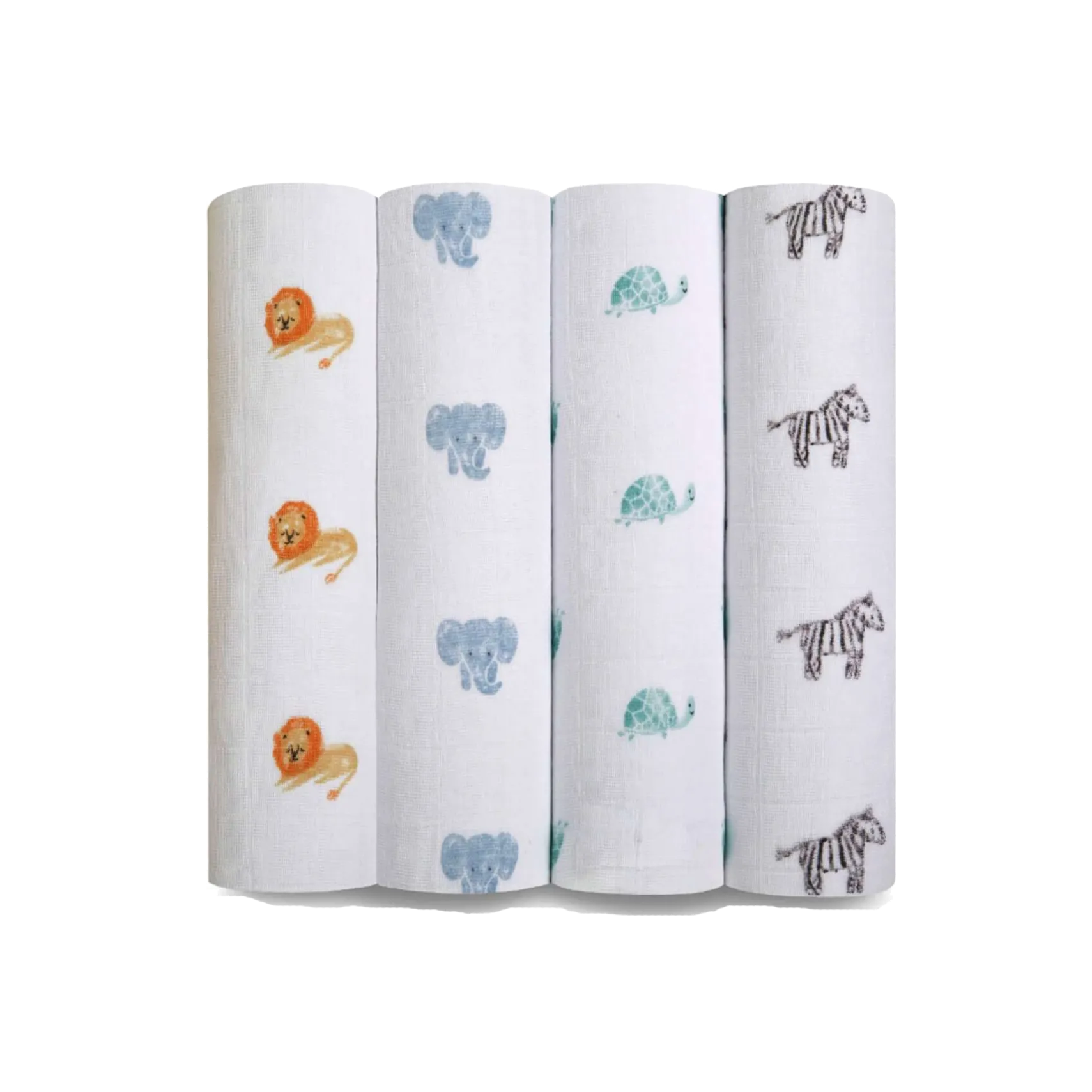 ADEN   ANAIS Organic Cotton Muslin Swaddle (4 Pk) - Animal Kingdom