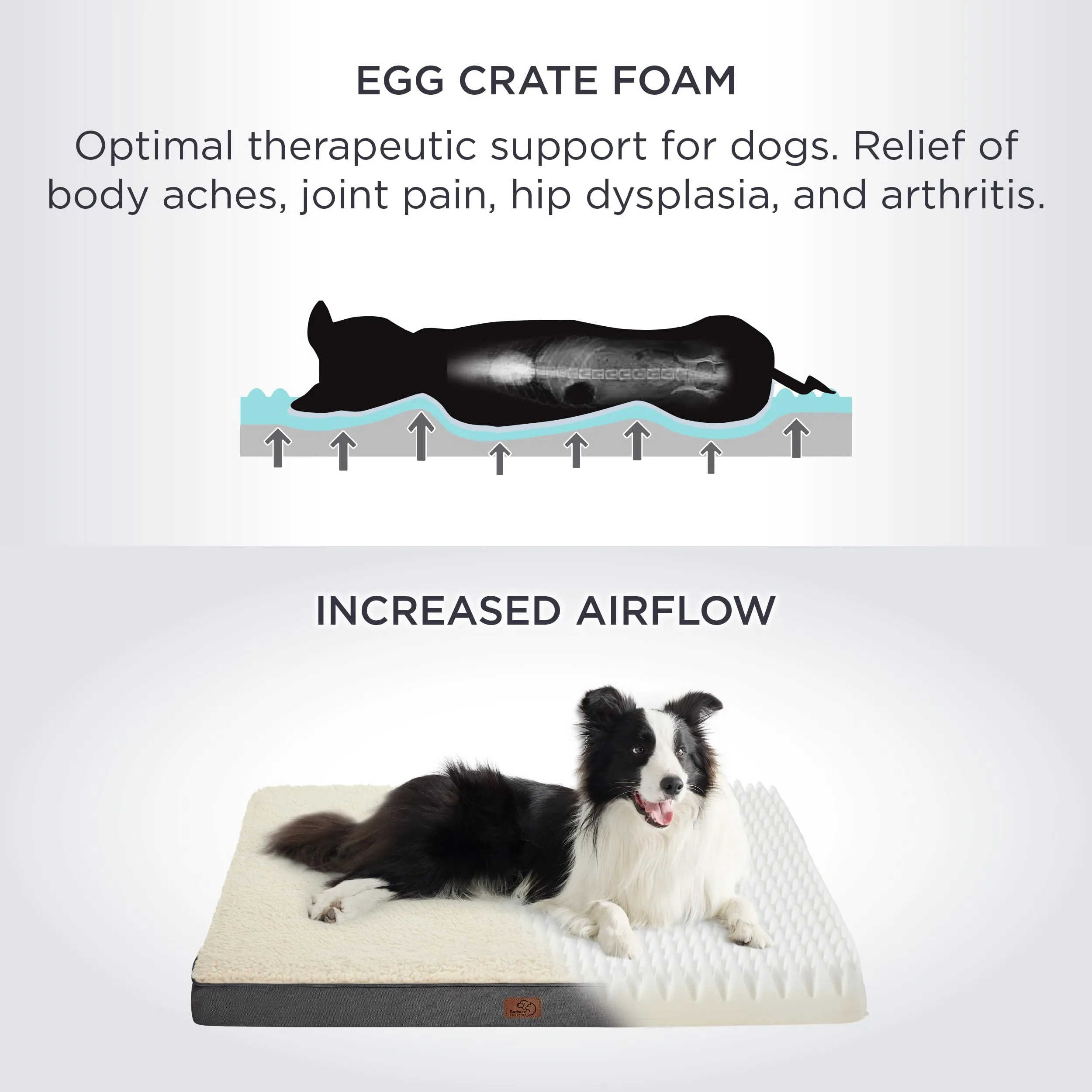 Bedsure XL Dog Bed Extra Large Orthopedic Dog Beds with Removable Washable Cover for Extra Large Dogs, Egg Crate Foam Pet Bed Mat, Suitable for Dogs Up to 100 lbs