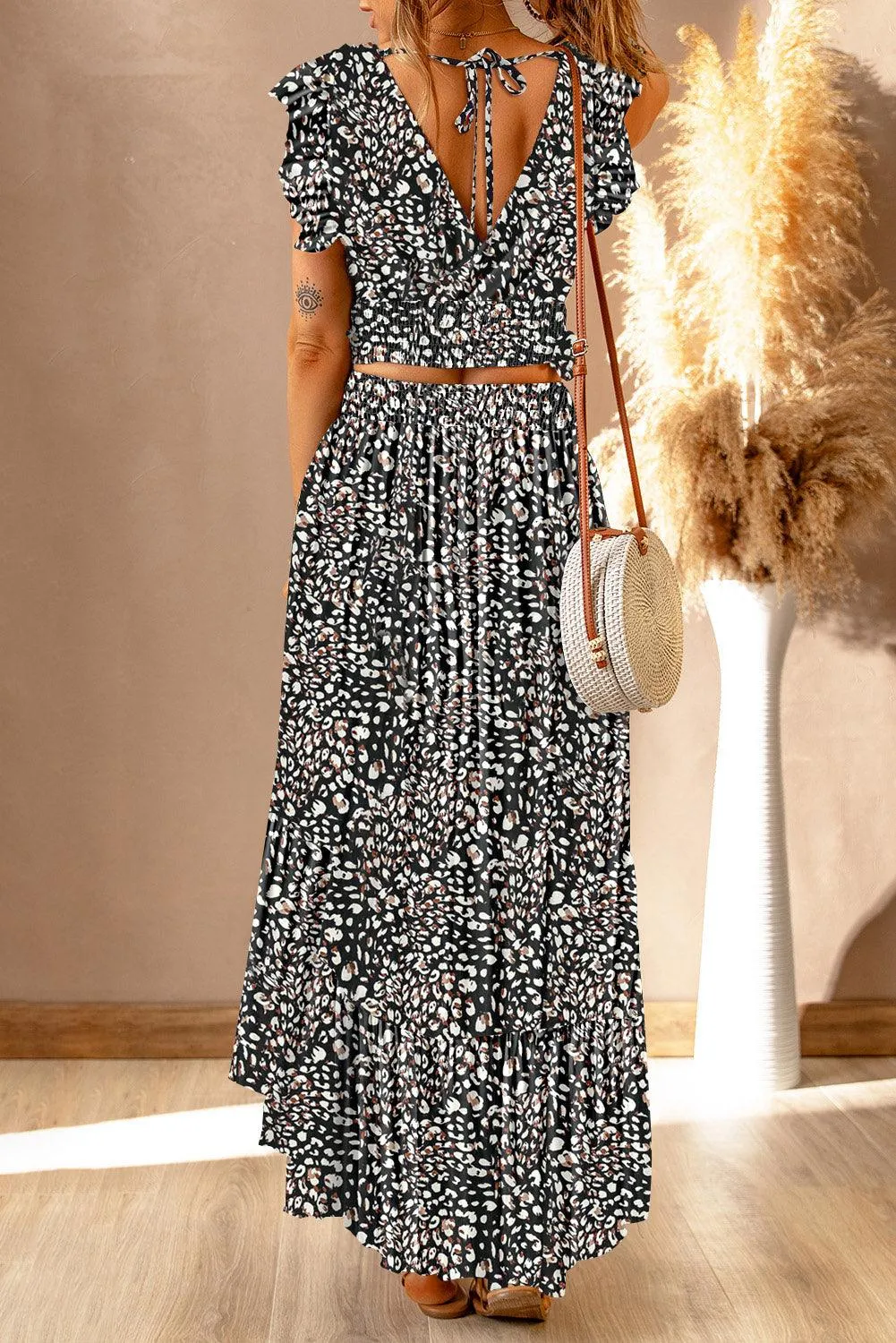 Chic Floral Frill Maxi Ensemble