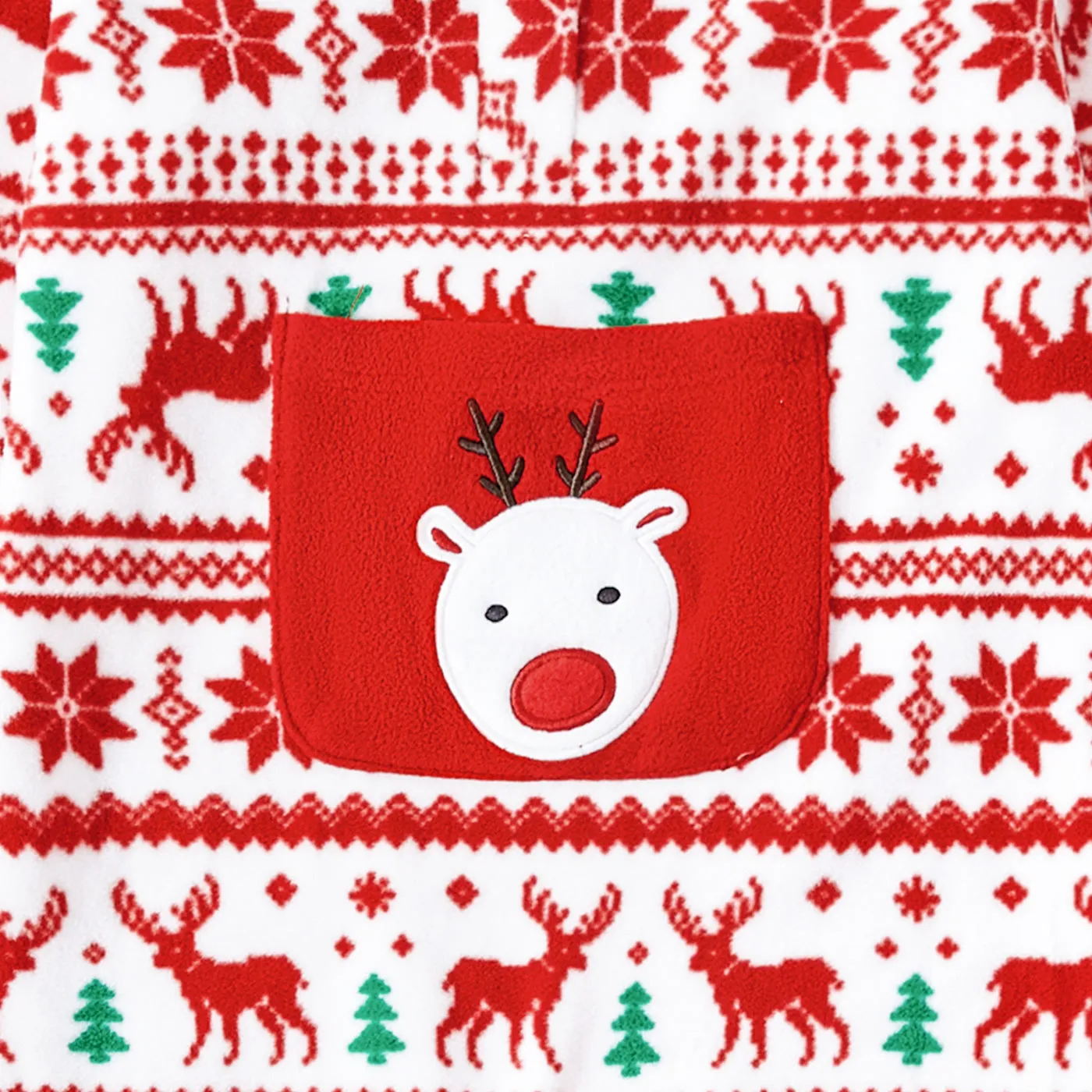 Christmas Family Matching Festival Theme All-over Print Pocket Decor Long-sleeve Fleece Pajamas Sets(Flame resistant)