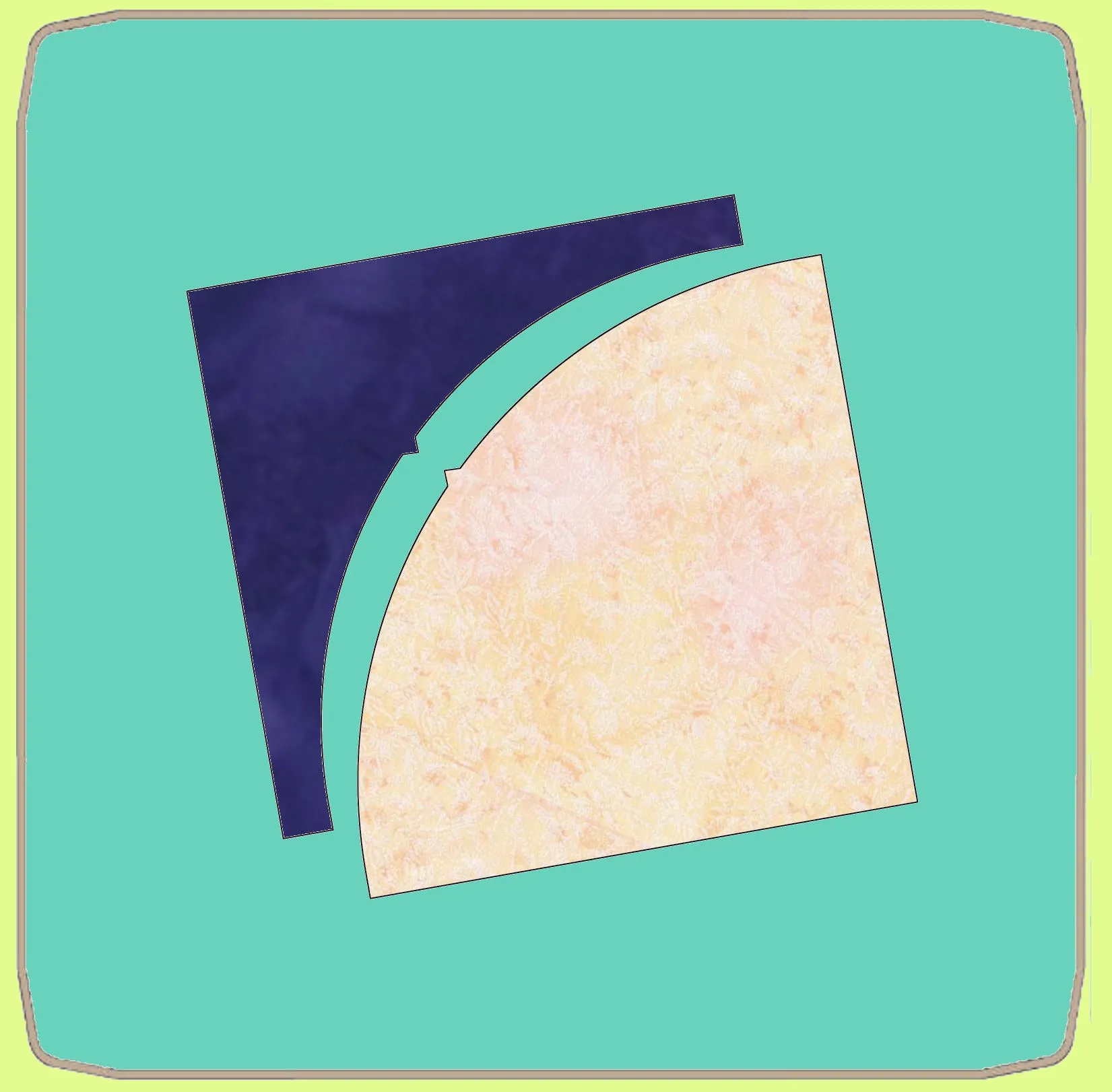 CURVE IN A SQUARE 5" finished quarter block (cornered Drunkards Path - 6605- includes cutting mat