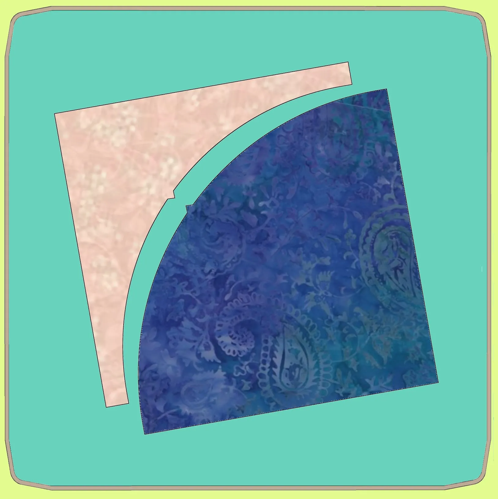 CURVE IN A SQUARE 6" finished quarter block (cornered Drunkards Path - 6606- includes cutting mat
