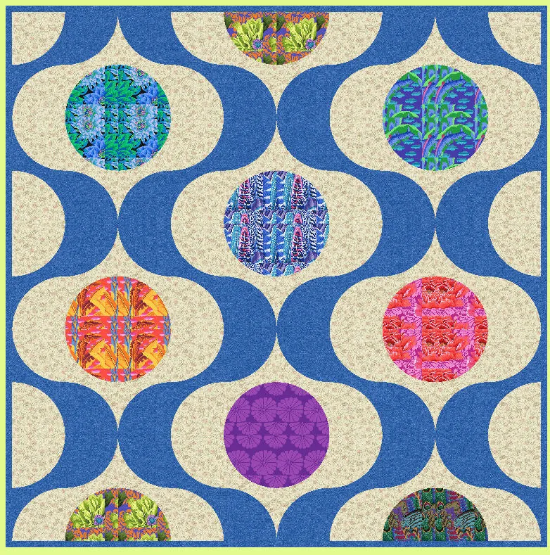 CURVE IN A SQUARE 7" finished quarter block (cornered Drunkards Path - 6607- includes cutting mat
