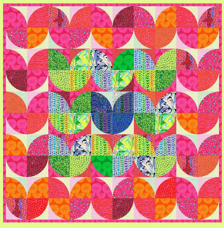CURVE IN A SQUARE 7" finished quarter block (cornered Drunkards Path - 6607- includes cutting mat