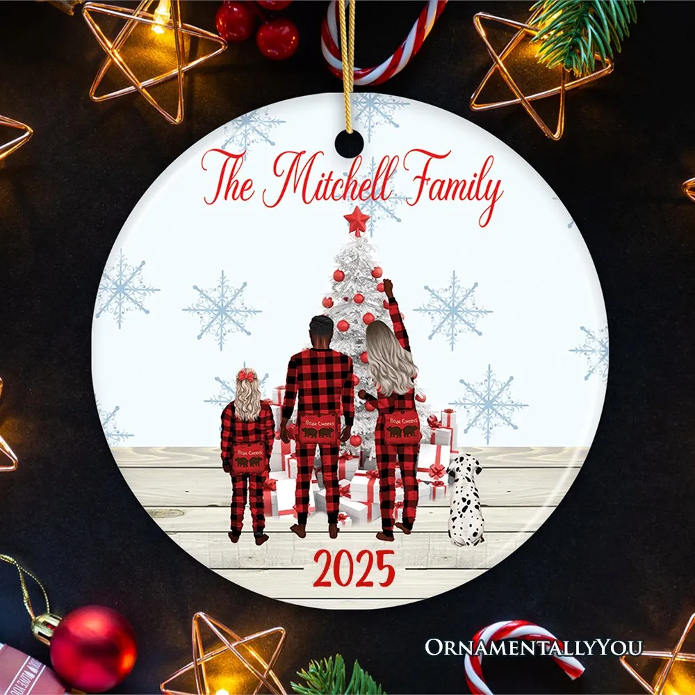 Family Christmas Ornament Customized Plaid Pajama Theme