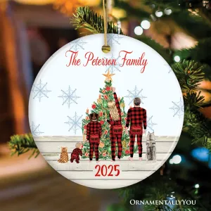 Family Christmas Ornament Customized Plaid Pajama Theme