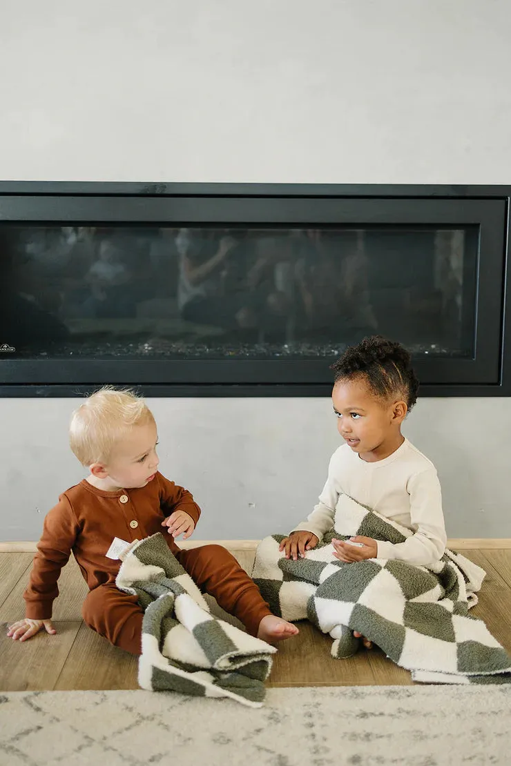 Green Checkered Plush Blanket | Lovey