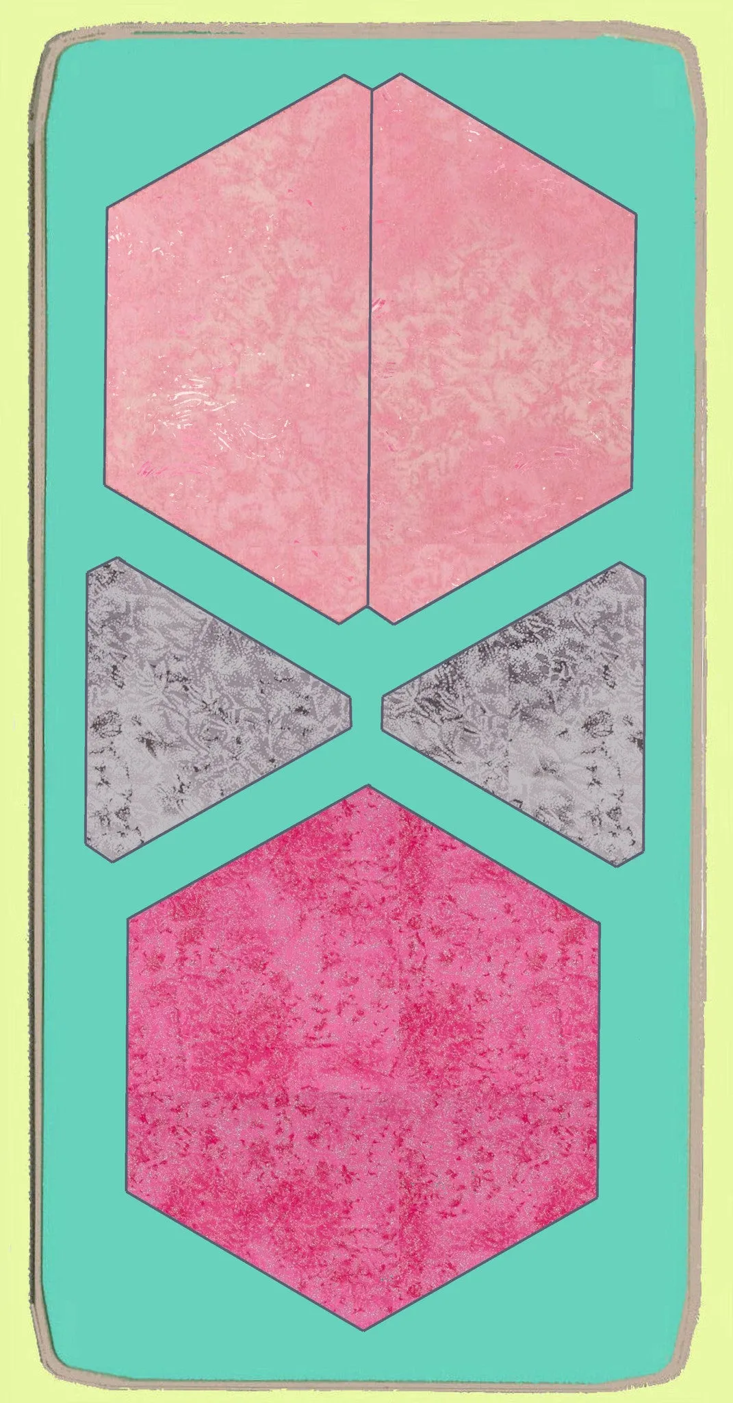 Hexagon Set, (6034) whole Hex, 2 1/2" sides matching half hexagon and equilateral triangles