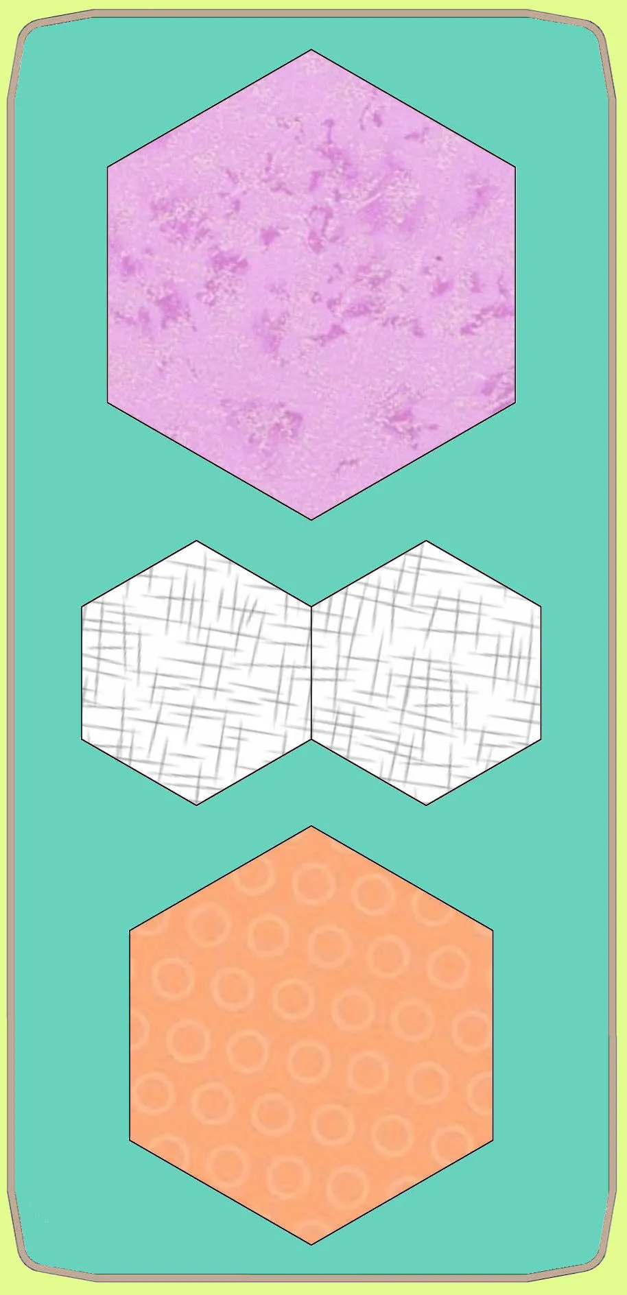 Hexagons 1" - 1¾" & 2" finished sides Combo for ¼" seam allowances - 6486 - mat included