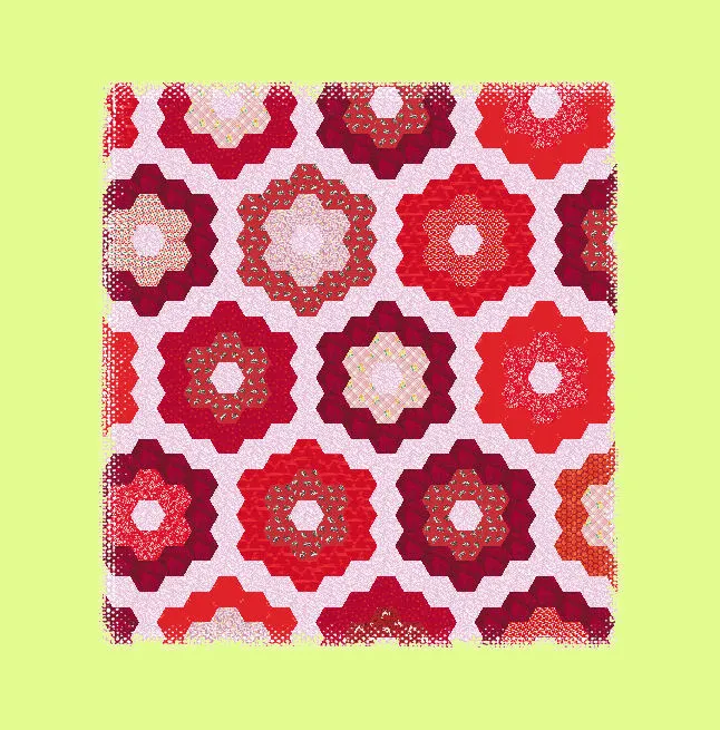 Hexagons 1½" finished sides, paper and fabric pieces, 3/8" seam allowance - 6348 - includes cutting mat