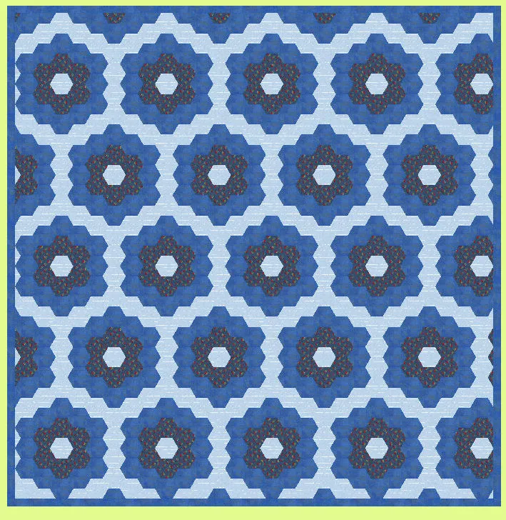Hexagons 1½" finished sides, paper and fabric pieces, 3/8" seam allowance - 6348 - includes cutting mat