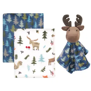 Hudson Baby Plush Blanket with Security Blanket, Boy Moose