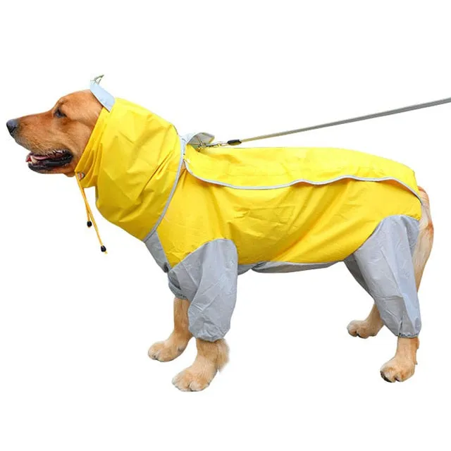Pet Small Large Dog Raincoat Waterproof Clothes For Big Dogs Jumpsuit Rain Coat Hooded Overalls Cloak Labrador Golden Retriever