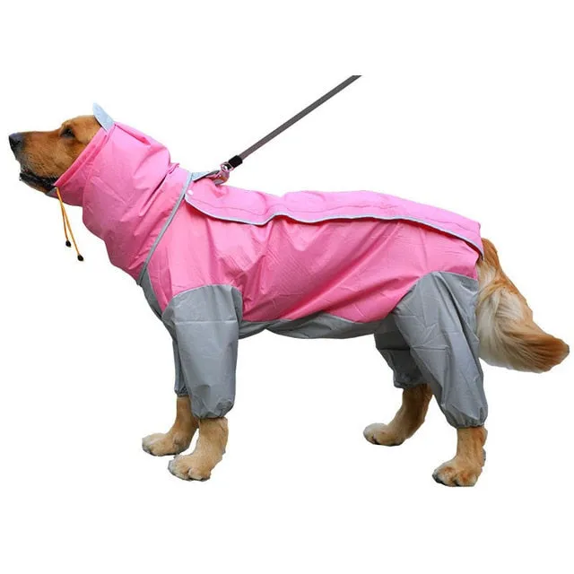 Pet Small Large Dog Raincoat Waterproof Clothes For Big Dogs Jumpsuit Rain Coat Hooded Overalls Cloak Labrador Golden Retriever