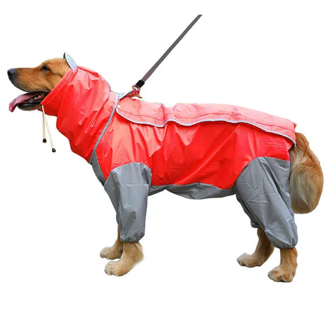 Pet Small Large Dog Raincoat Waterproof Clothes For Big Dogs Jumpsuit Rain Coat Hooded Overalls Cloak Labrador Golden Retriever