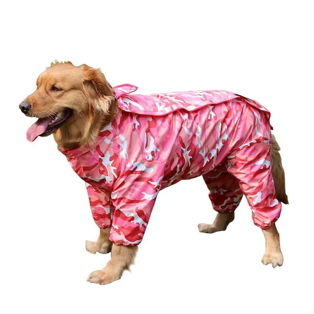 Pet Small Large Dog Raincoat Waterproof Clothes For Big Dogs Jumpsuit Rain Coat Hooded Overalls Cloak Labrador Golden Retriever