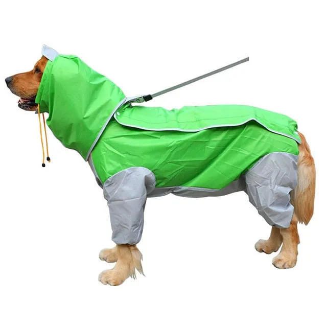 Pet Small Large Dog Raincoat Waterproof Clothes For Big Dogs Jumpsuit Rain Coat Hooded Overalls Cloak Labrador Golden Retriever