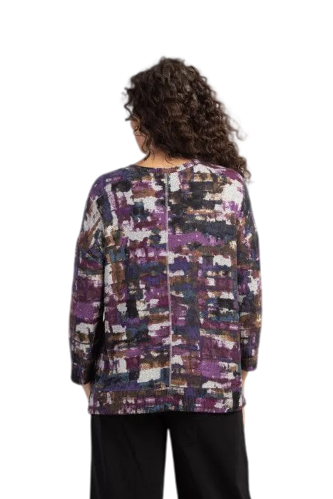 Rib Trim 3/4 Sleeve Boxy Crew