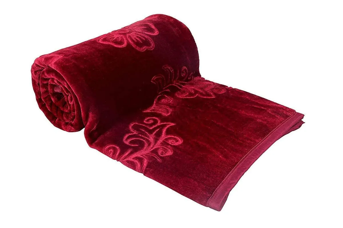 SAPPHO Soft Double Bed Blanket Mink Blanket for Heavy Winter Ac Solid Double Bed Blanket Super Soft Light Winter Blanket Travel Mink Blanket (Maroon), Lightweight.LMI17