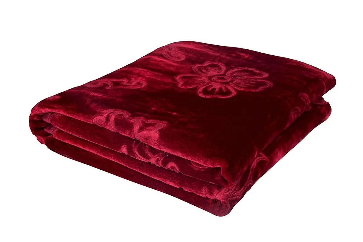 SAPPHO Soft Double Bed Blanket Mink Blanket for Heavy Winter Ac Solid Double Bed Blanket Super Soft Light Winter Blanket Travel Mink Blanket (Maroon), Lightweight.LMI17