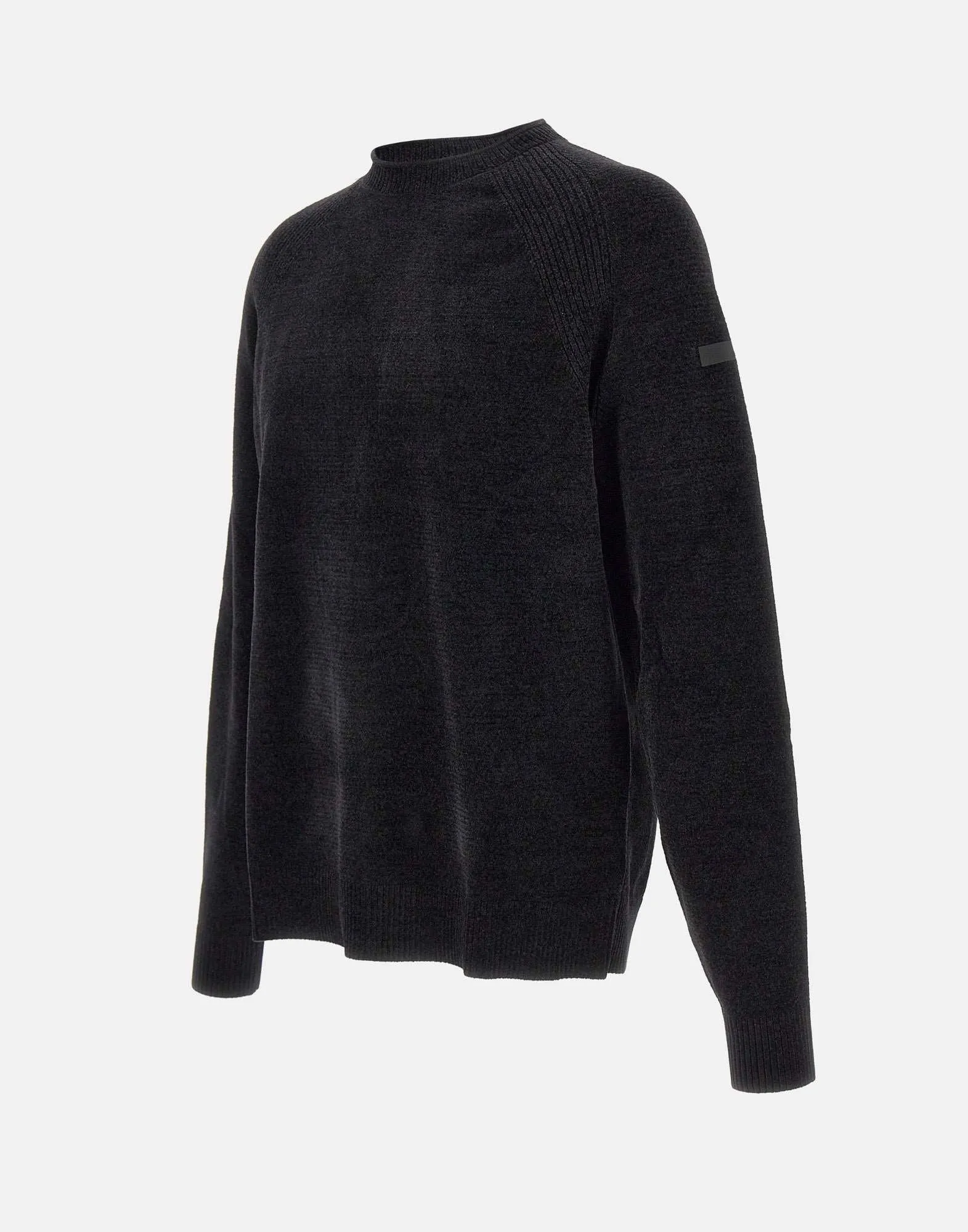 Velvet Effect Black Chenille Sweater