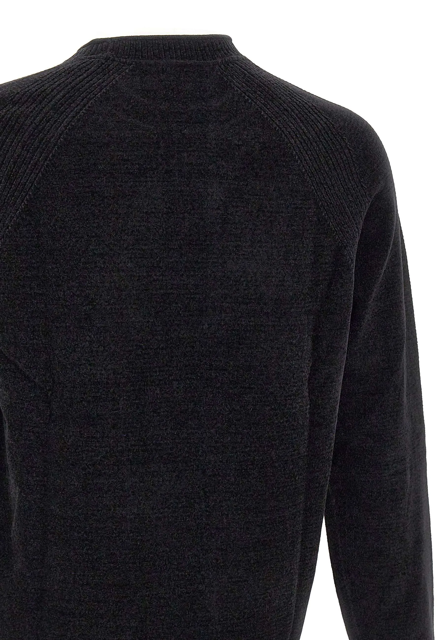 Velvet Effect Black Chenille Sweater