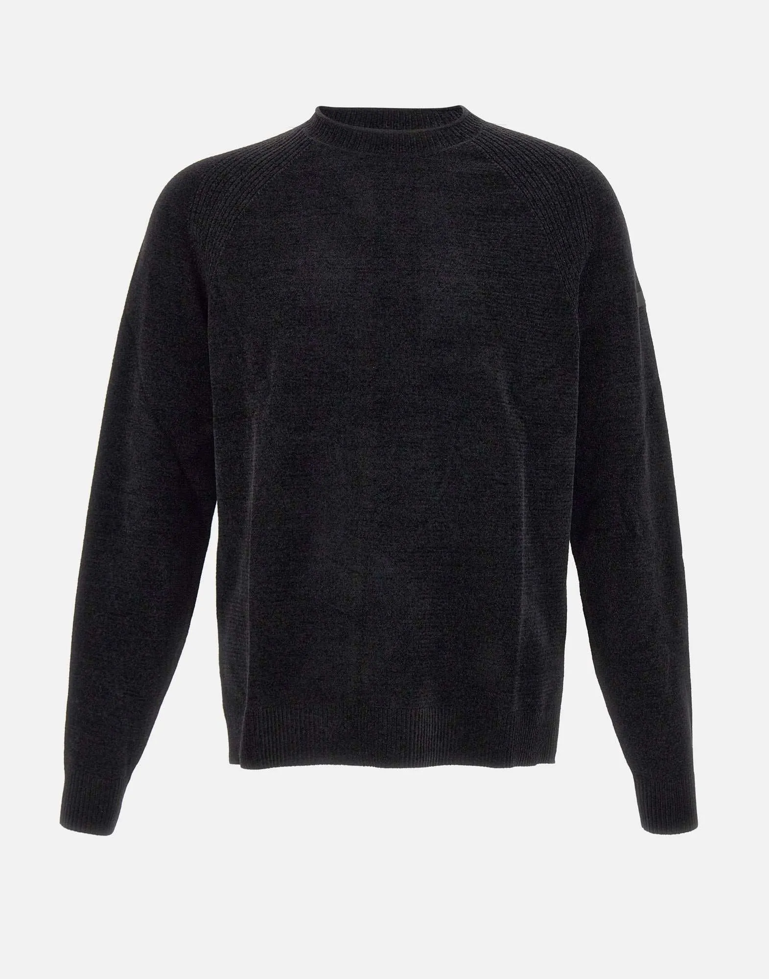 Velvet Effect Black Chenille Sweater
