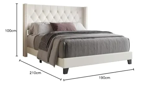VINTAGE VOGUE - Modern Upholstered King Size Bed for Bedroom - Upholestery Premium Fabric Cot for Home - 6.5 x 6 Ft Bed with 12 Month Warranty (Cassius, King)