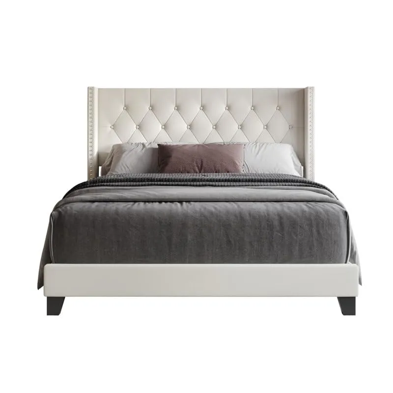 VINTAGE VOGUE - Modern Upholstered King Size Bed for Bedroom - Upholestery Premium Fabric Cot for Home - 6.5 x 6 Ft Bed with 12 Month Warranty (Cassius, King)