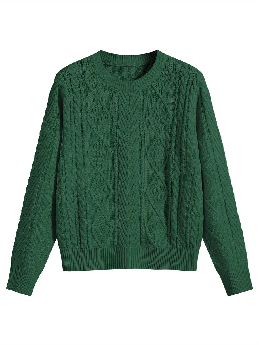ZAFUL Women Crew Neck Loose Knitwear Lazy Basics Soft Sweaters Winter Knit Pullover